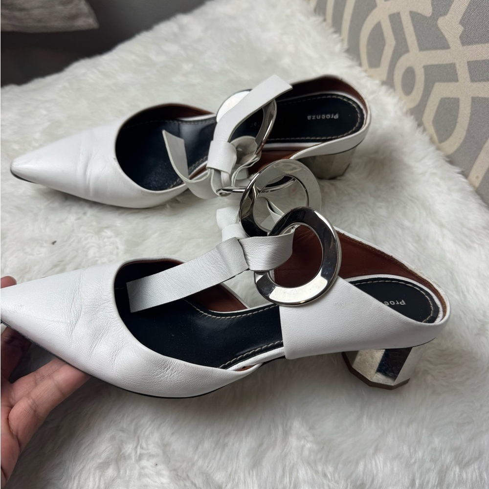 Proenza Schouler Front-tie Block-heel leather mules in white 37 - Picture 3 of 12